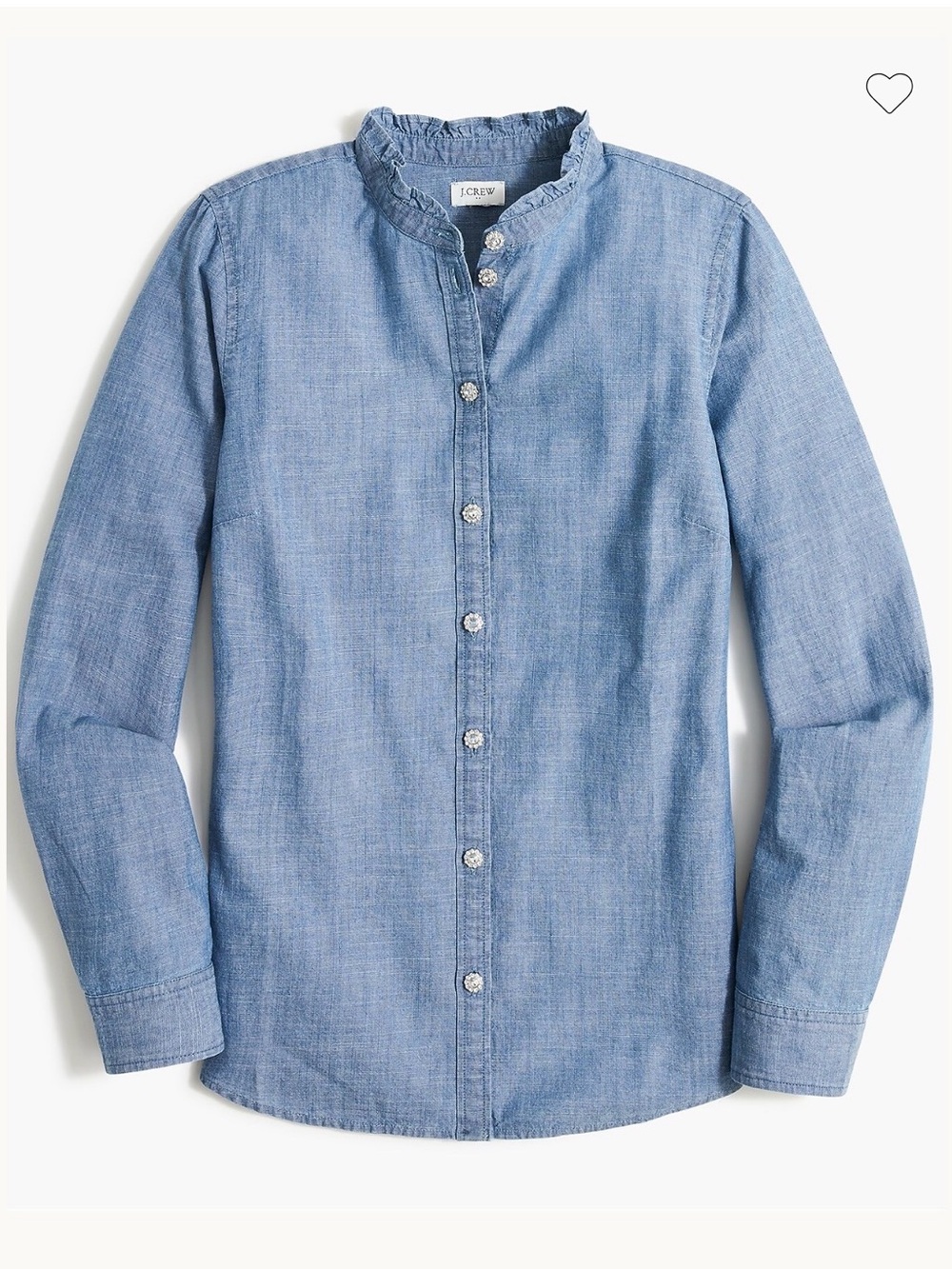 J. Crew Light Chambray Ruffle-Neck Button-Down Shirt